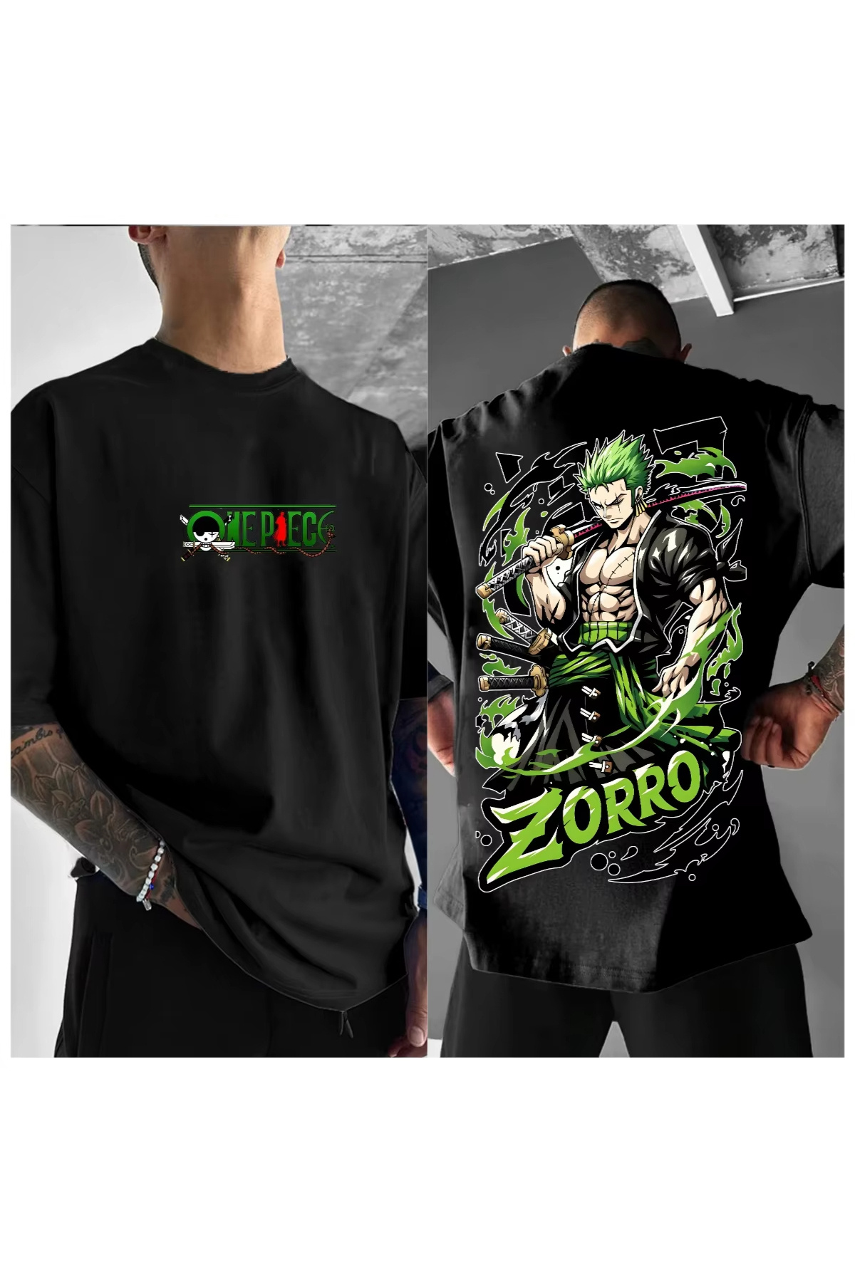 Flood Of Style Anime Desenli Unisex Bay Tişört japon Roronoa Zoro