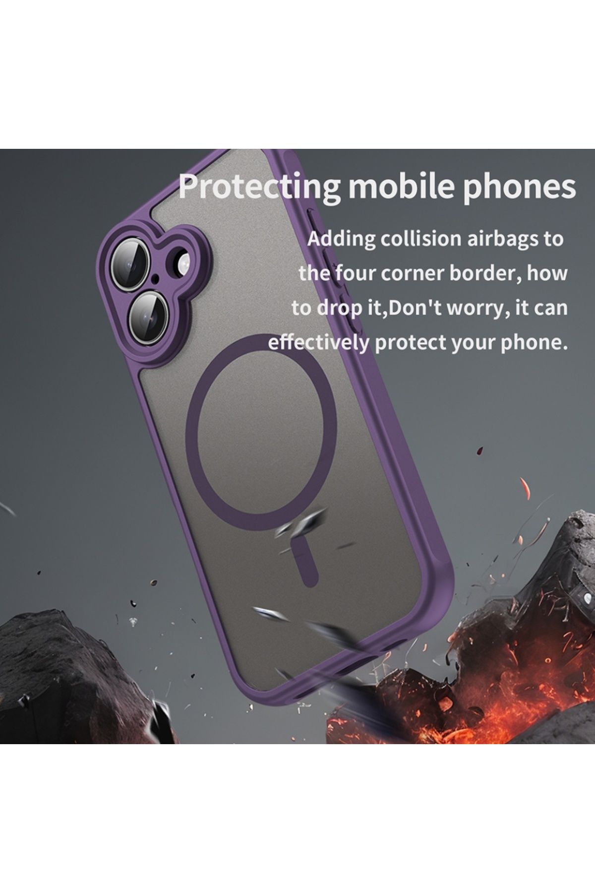 SKYDDAR INNOVATION-Carcasă pentru iPhone 16, HaloFrost MagSafe II, rezistentă la șocuri, set de autocolante, violet 7