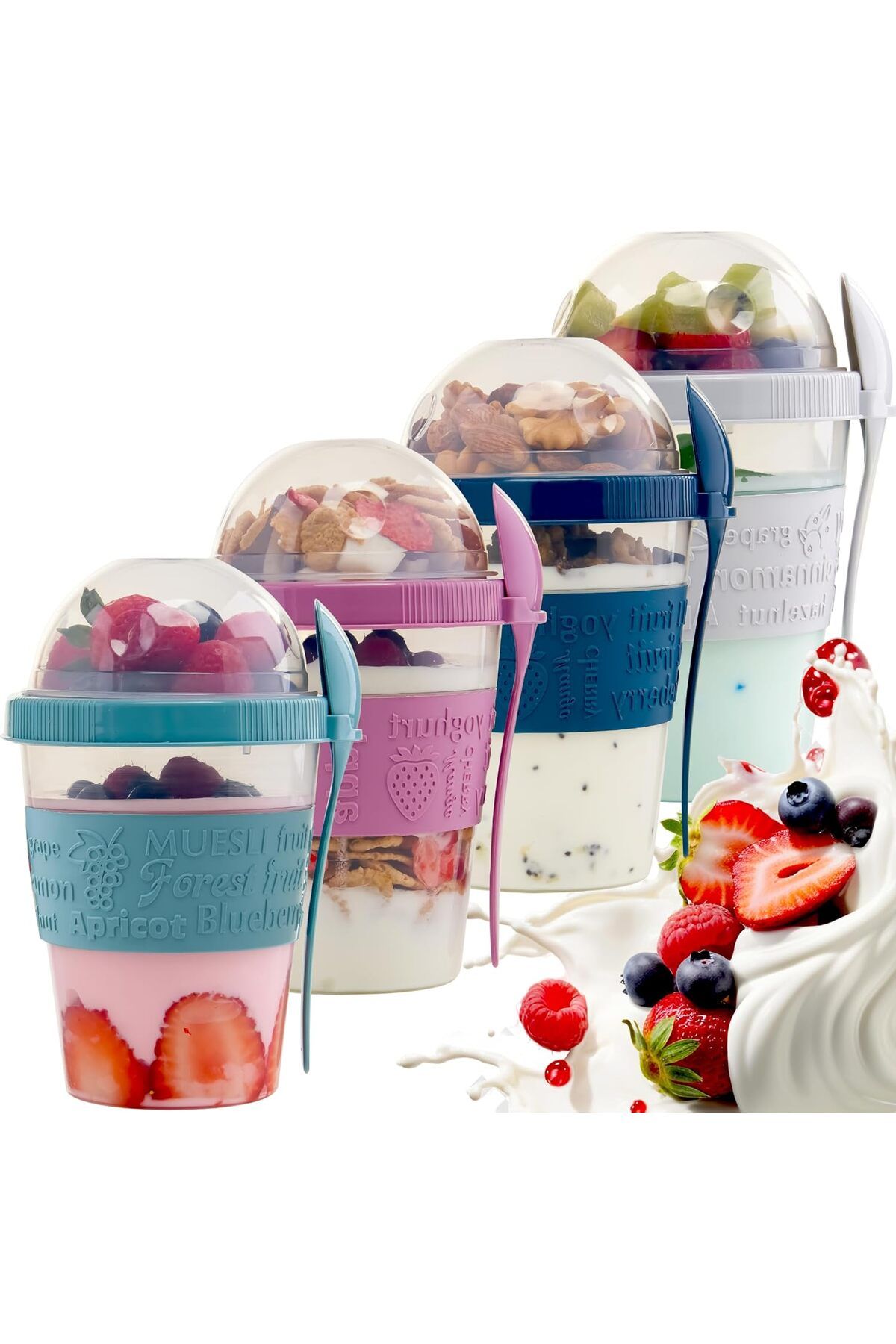 Righton-Take'N Go Prepare and Go Fruit Yogurt Container with Lid and Spoon 600 ml Yogurt Nutrition Container 6