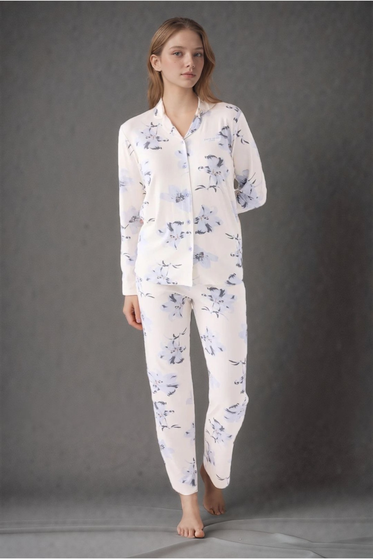 Pierre Cardin-Set pijamale din viscoză ecru cu mânecă lungă pentru femei Q9.U.9O.K9.K.A4.P.C 3