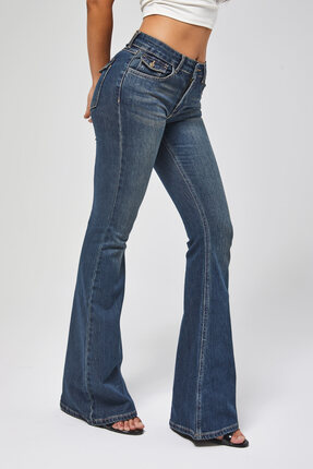 it's basic Kadın T.Kot Rengi 2w5-8 SLN05 Mide Rise Flare Fit Süper Esnek Kuma...