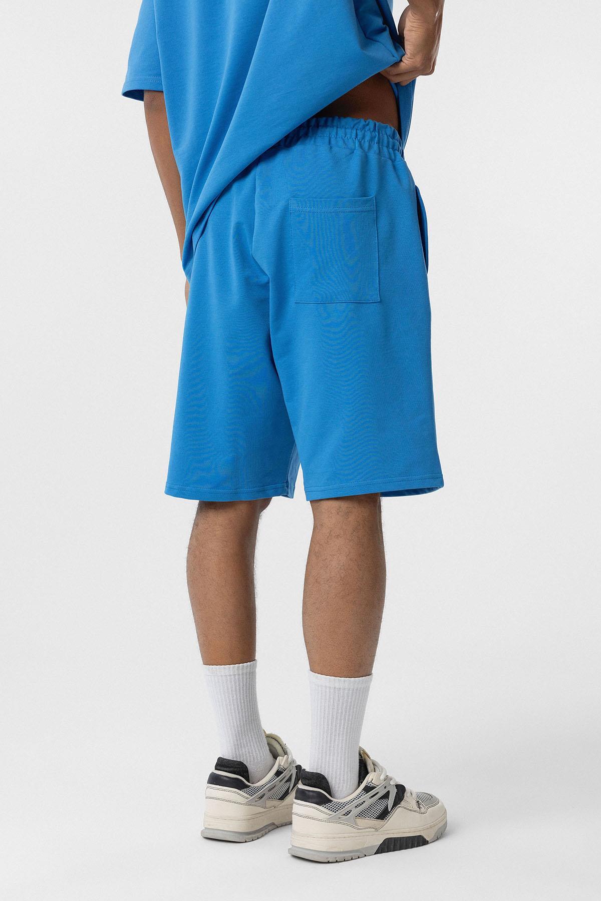 Basic Oversize Şort Takım Mavi — رنگارنگ 30-269 — تصویر 7 از 8
