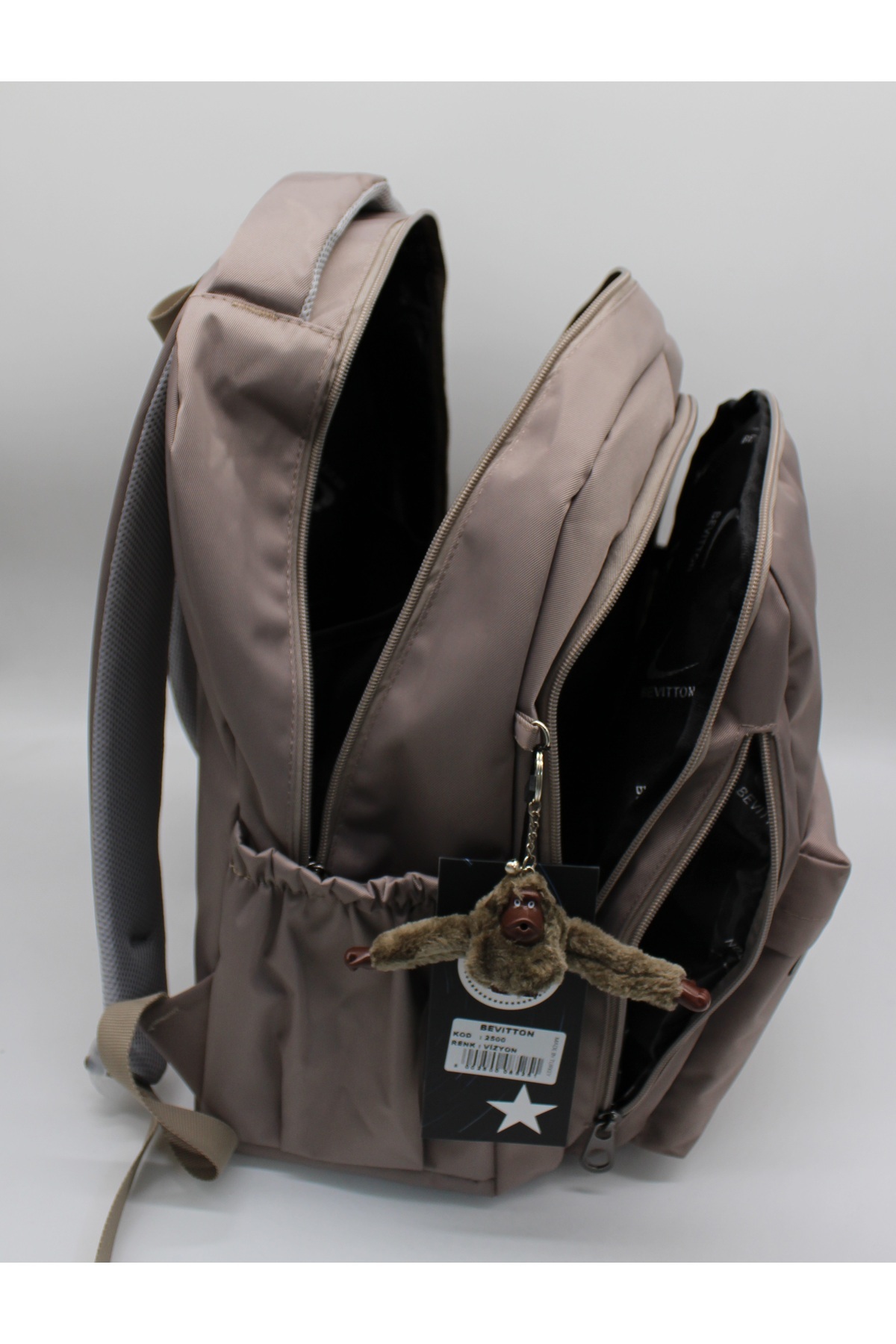 Bevitton-School Backpack Unisex Water Resistant Fabric School Bag 2500 Black 7