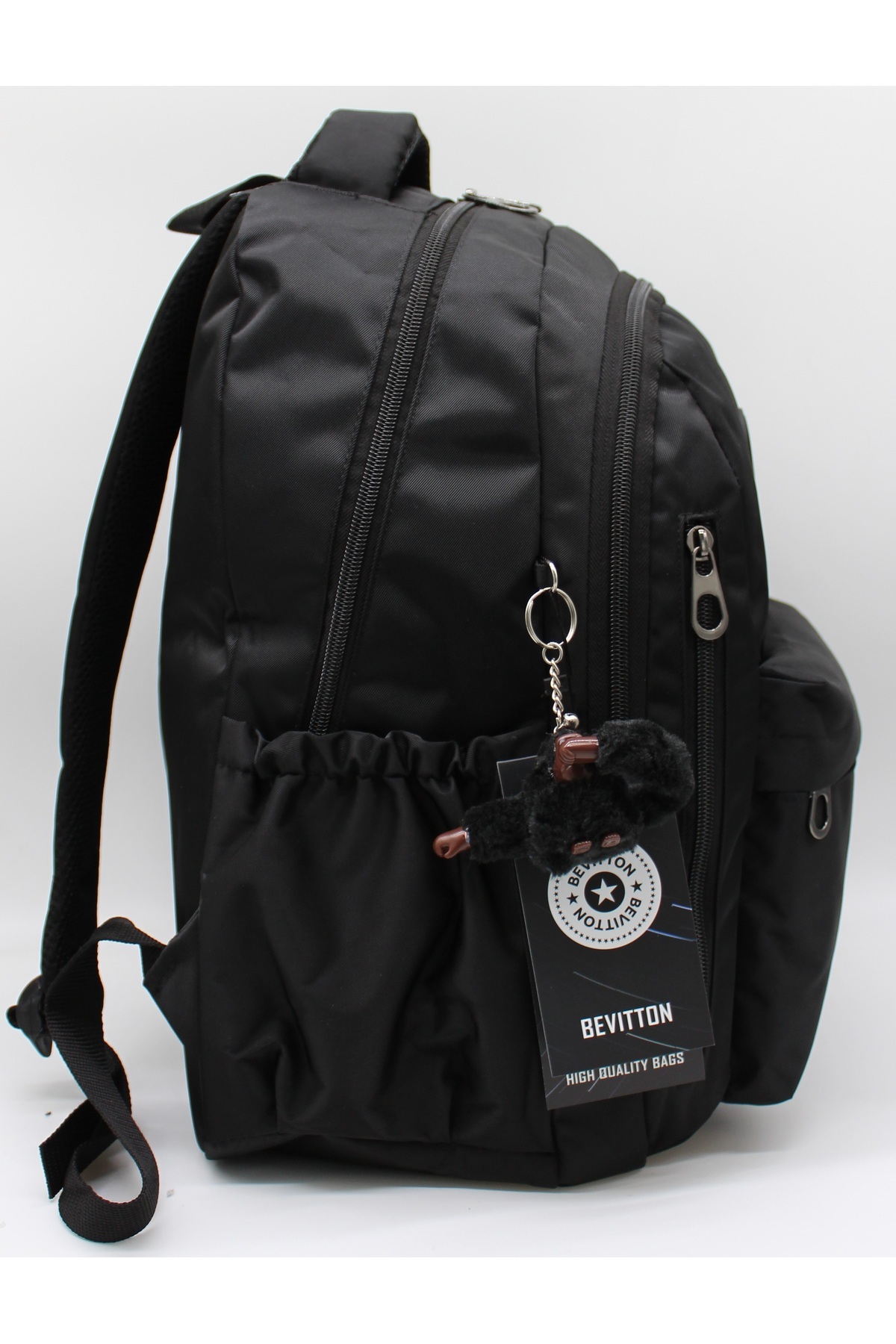 Bevitton-School Backpack Unisex Water Resistant Fabric School Bag 2500 Black 5