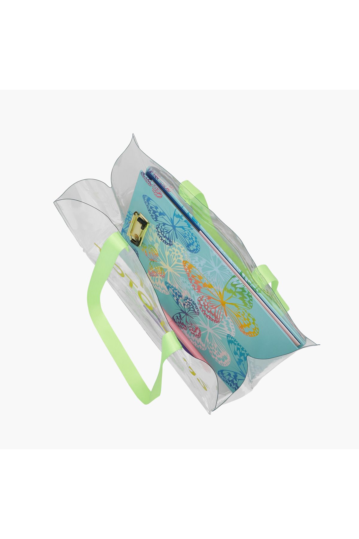 Syloon-Printed Transparent Shopper Bag with Double Handles - 36x16x27 cms 5