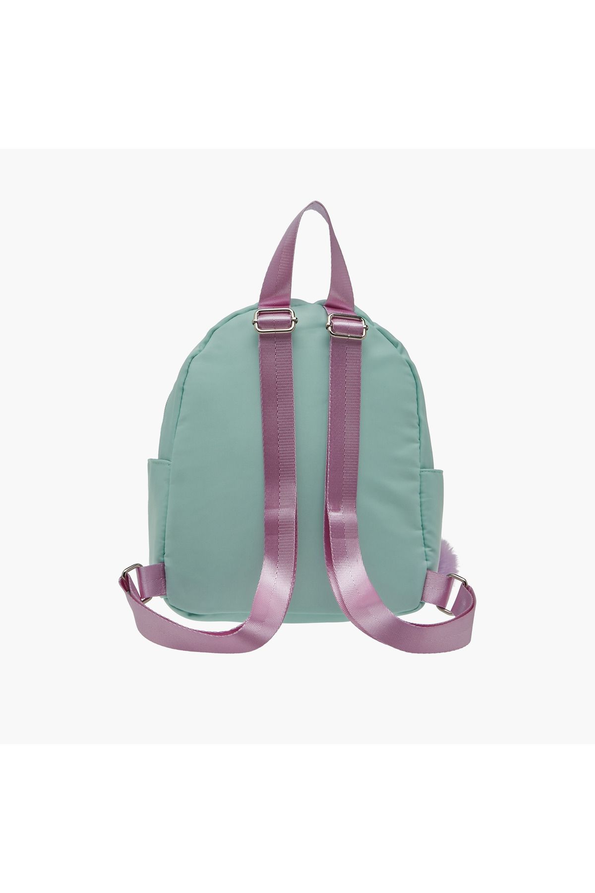 Icon-Colourblock Backpack with Adjustable Straps and Pom Pom Keychain - 27x23x11 cms 3