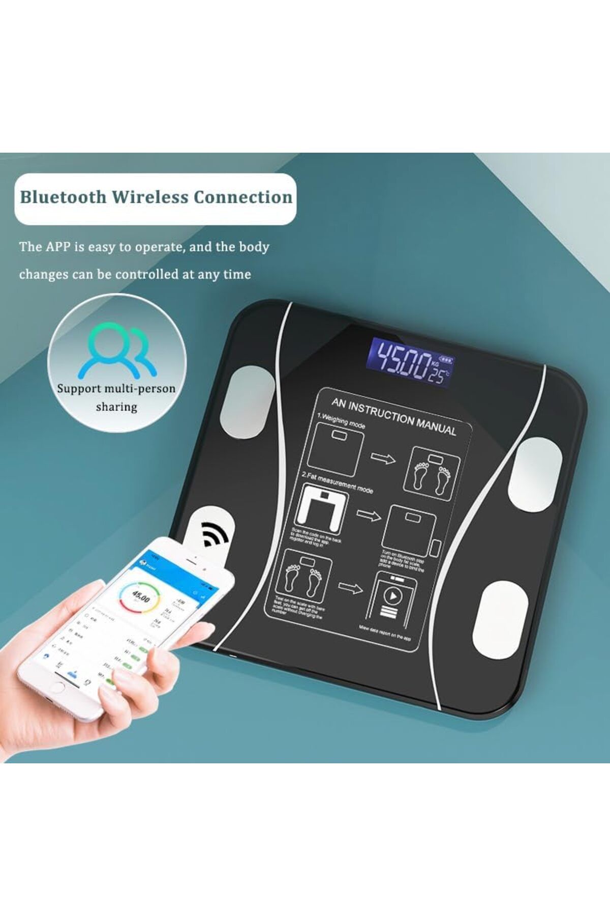 Stander-YONGYUN High Accurate Digital Bathroom Scale LED Display, Rechargeable BMI Smart Weight Scale with W 2