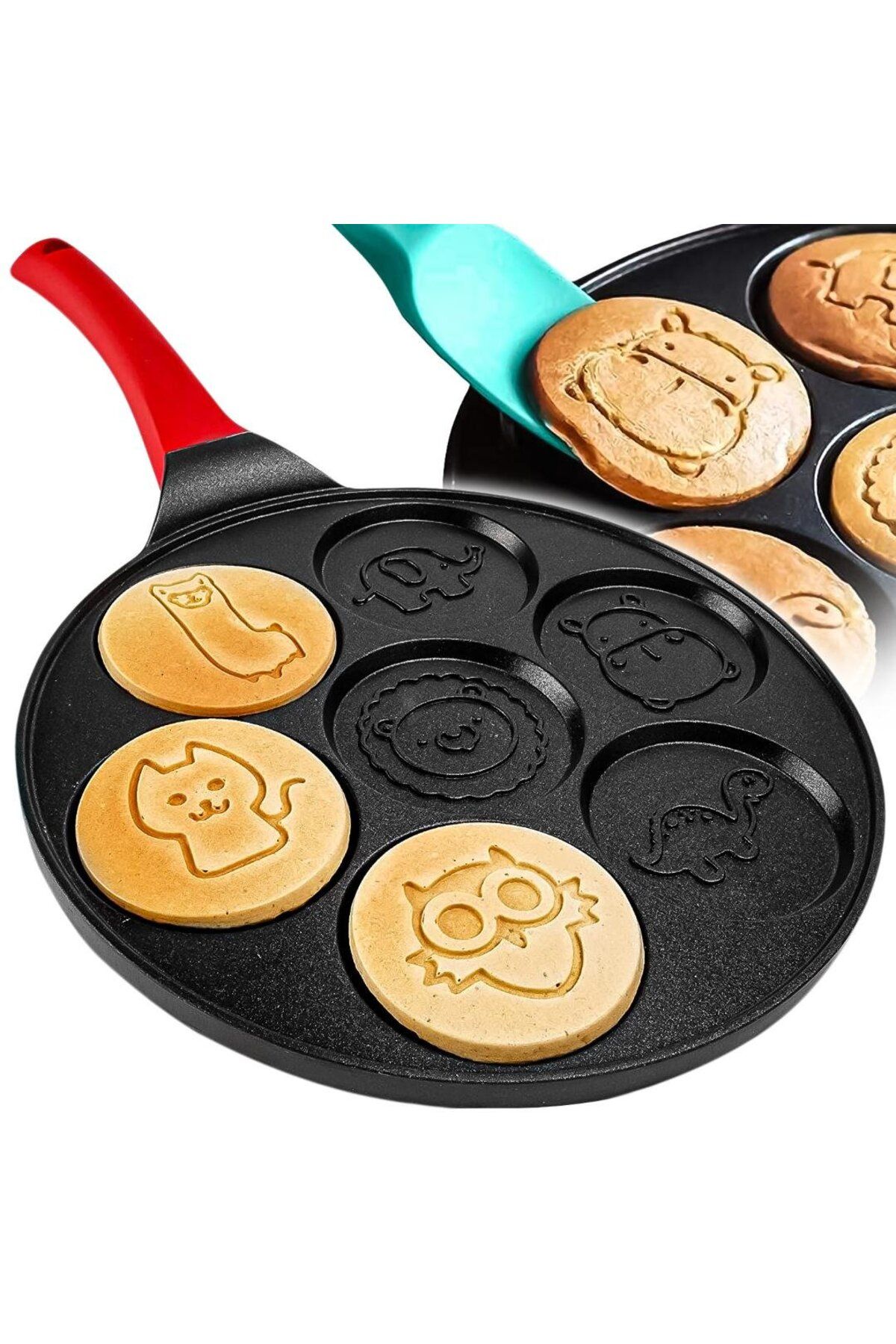 NewEvo-Pancake pan with 7 Animal Shapes,made of aluminum and stainless steel, normal and vitroceramic 5