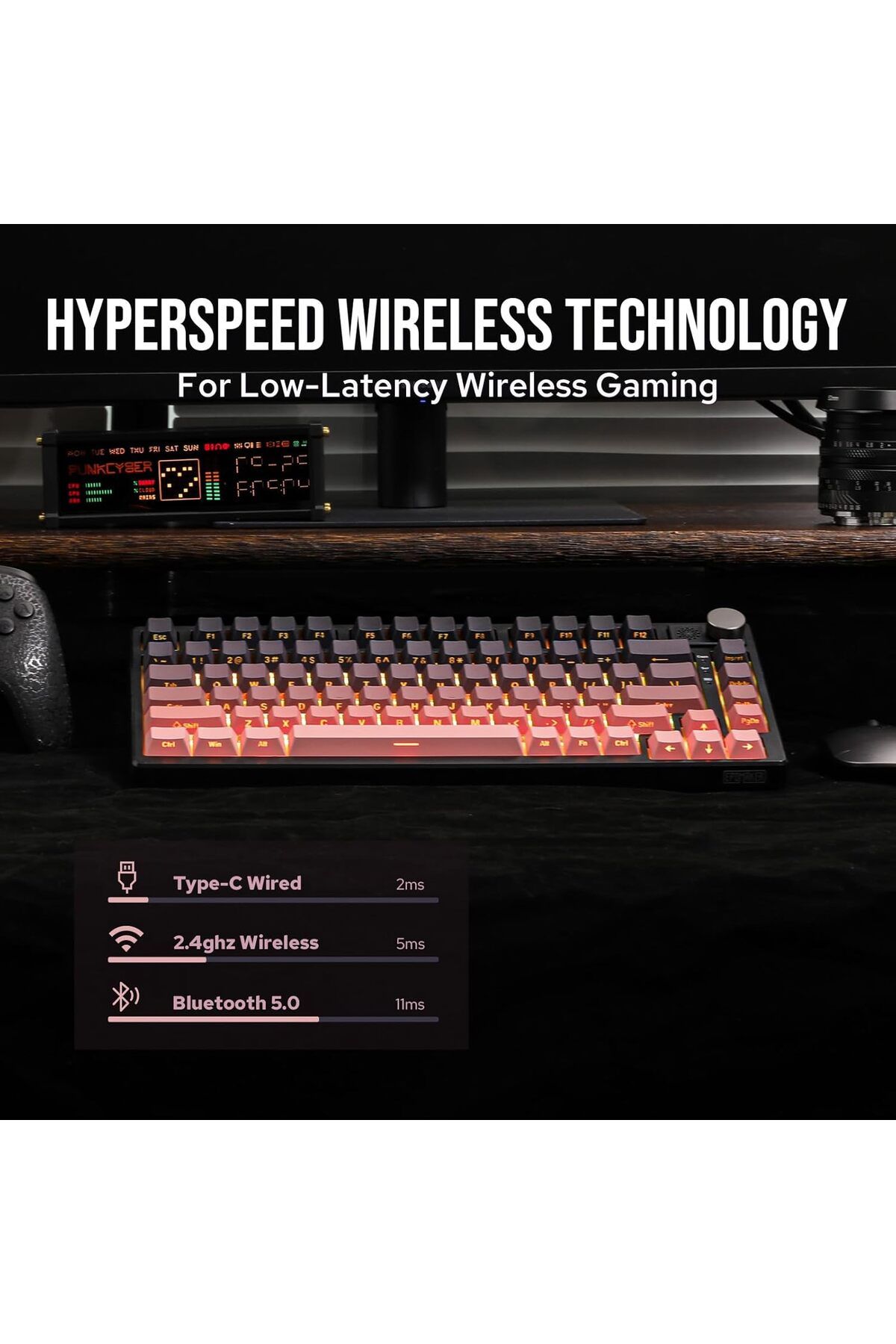 Epomaker-HE75 Mechanical Keyboard with Changeable Knob Module, Wireless Gaming Keyboard with 4000mAh 7