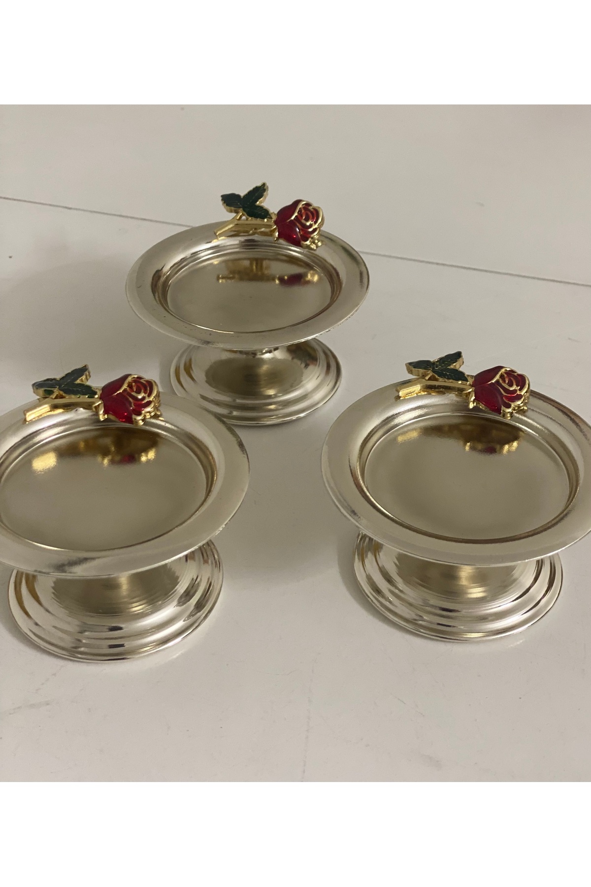 SEVA ÇELİK SILVER COLOR 3-PIECE MAKARONluk ROSE ACCESSARY LOKUMLIK
