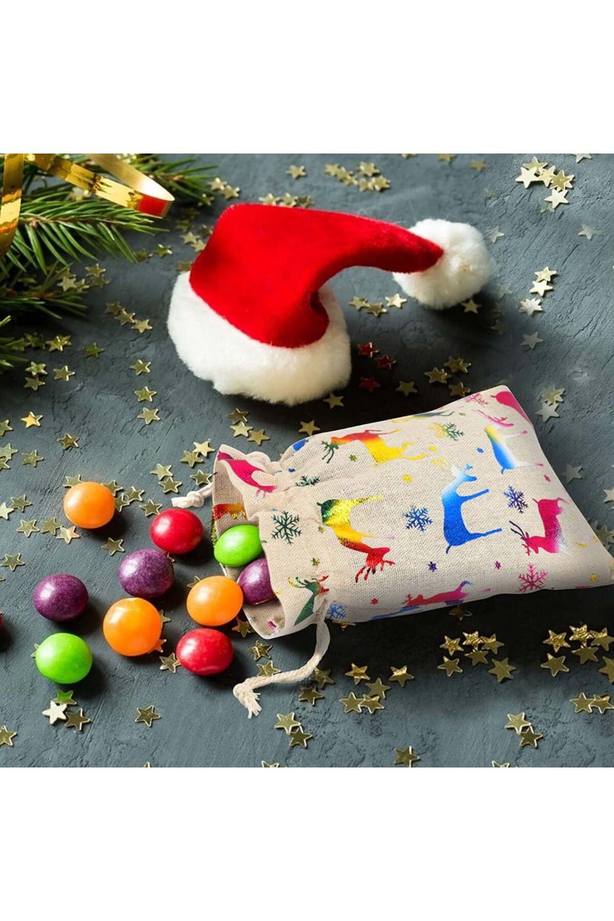 LANMOK-Set de 24 de pungi pentru calendarul de advent LANMOK, pânză, multicolor, 18,3 x 13,3 cm 4