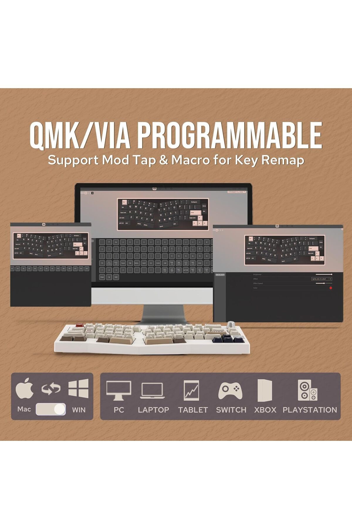 Epomaker-لوحة مفاتيح الألعاب اللاسلكية Alice 66، لوحة مفاتيح ميكانيكية قابلة للبرمجة Alice Layout QMK/VIA، B 5