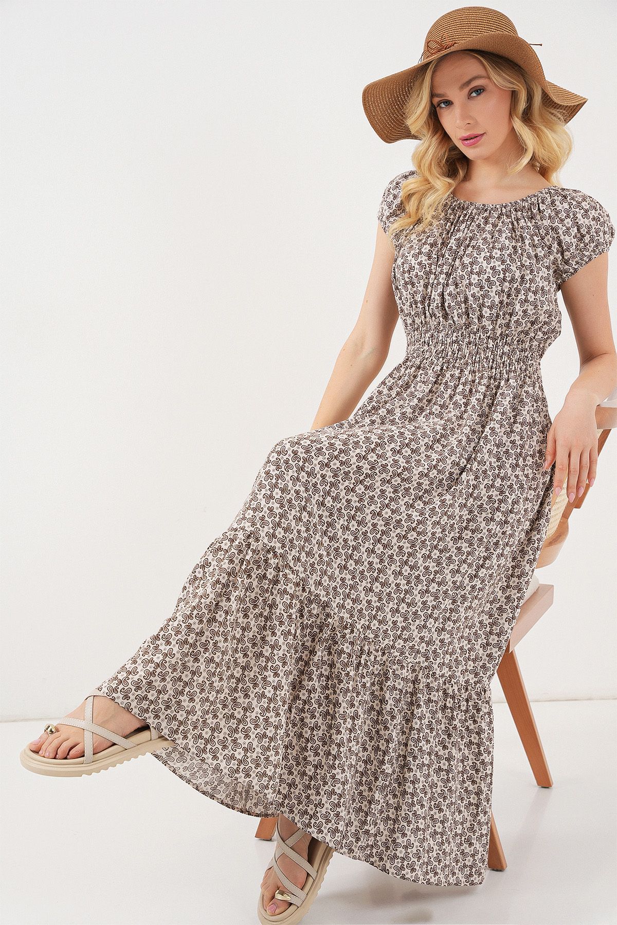 Bigdart-Rochie de damă cu guler cu șnur 2544 - maro 1
