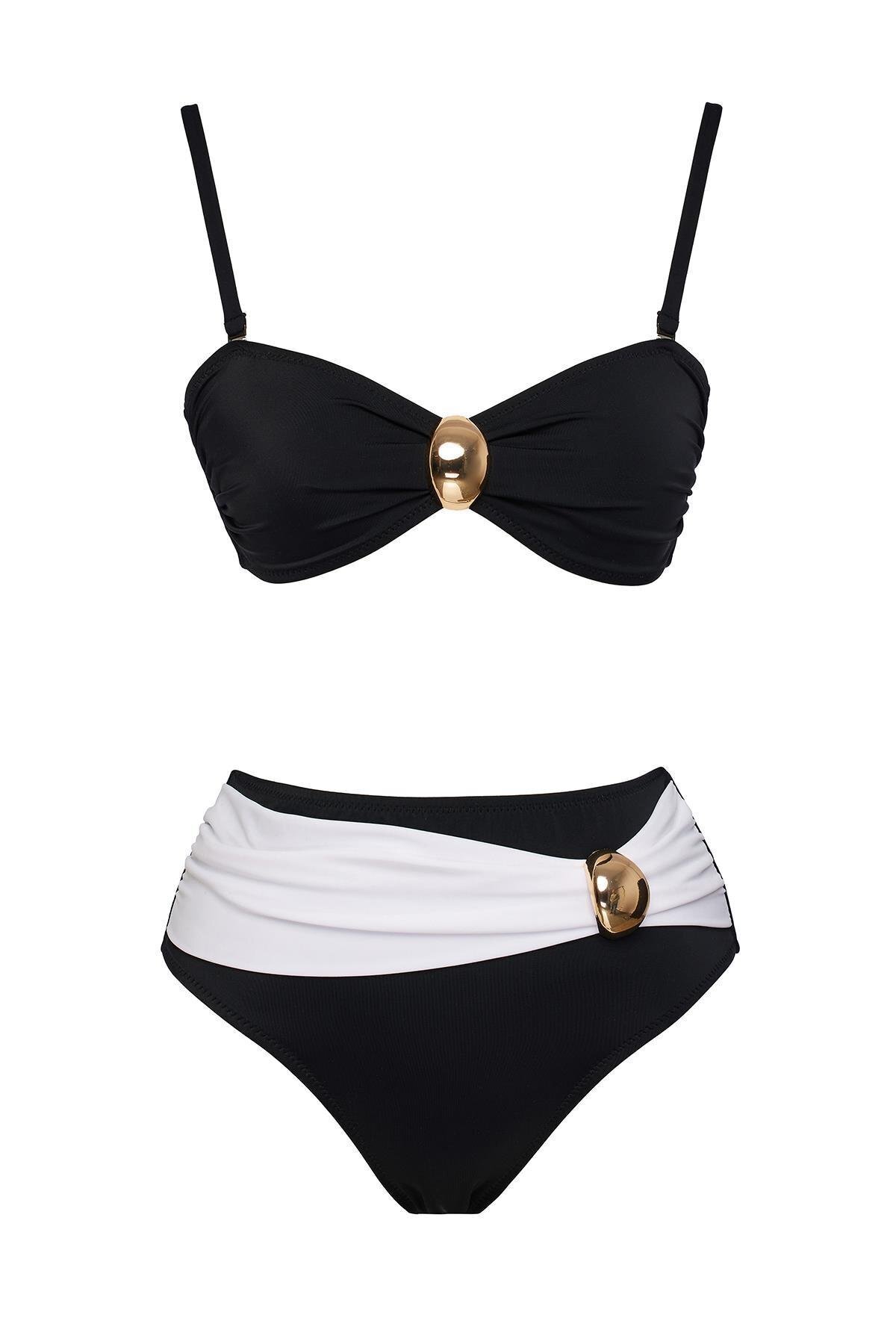SAILOR moda Straplez Özel tasarım Aksesuarlı Bikini Takım
