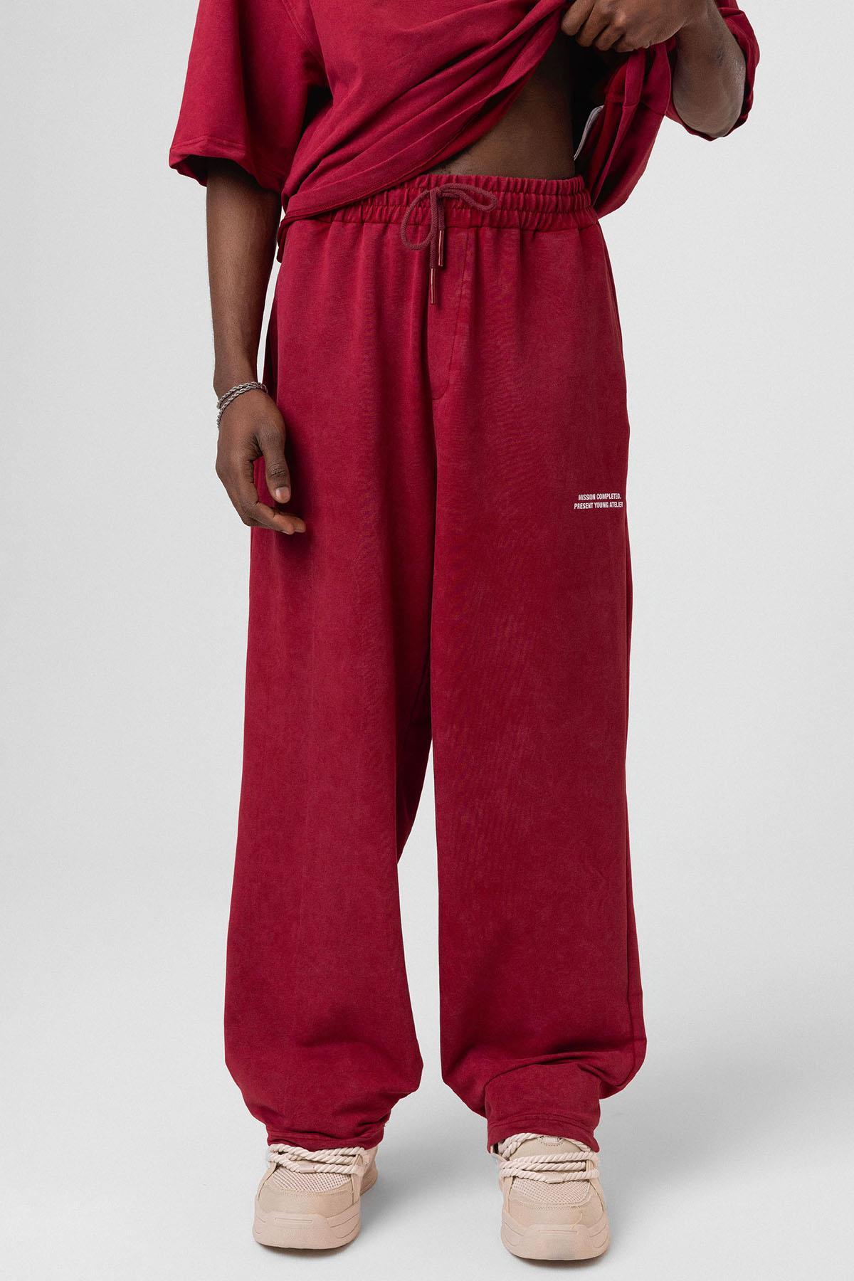 Yıkamalı Arka Baskılı Oversize Eşofman Takım Bordo — رنگارنگ V90-05 — تصویر 6 از 8