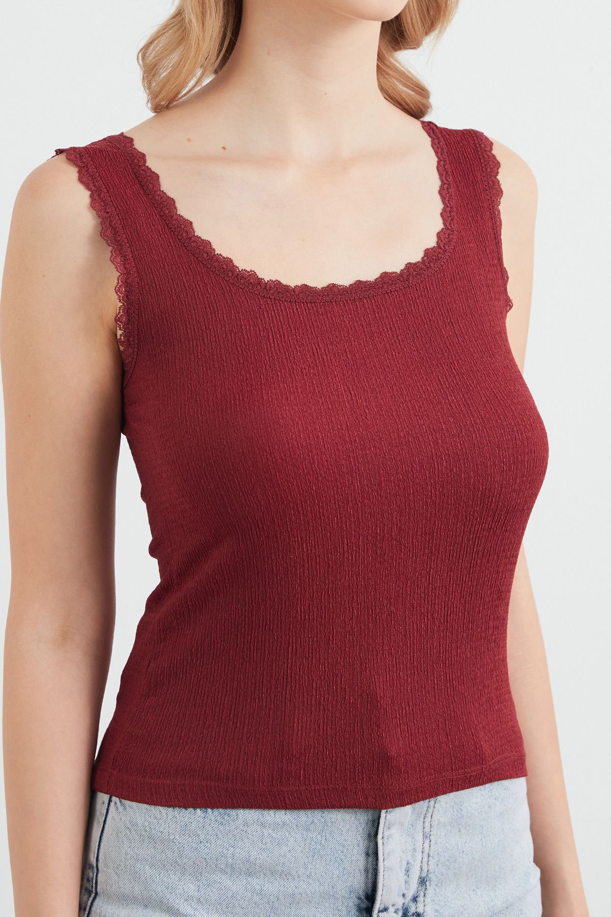 Fulla Moda-Body cu bretele din dantelă din țesătură Bürümcük 5