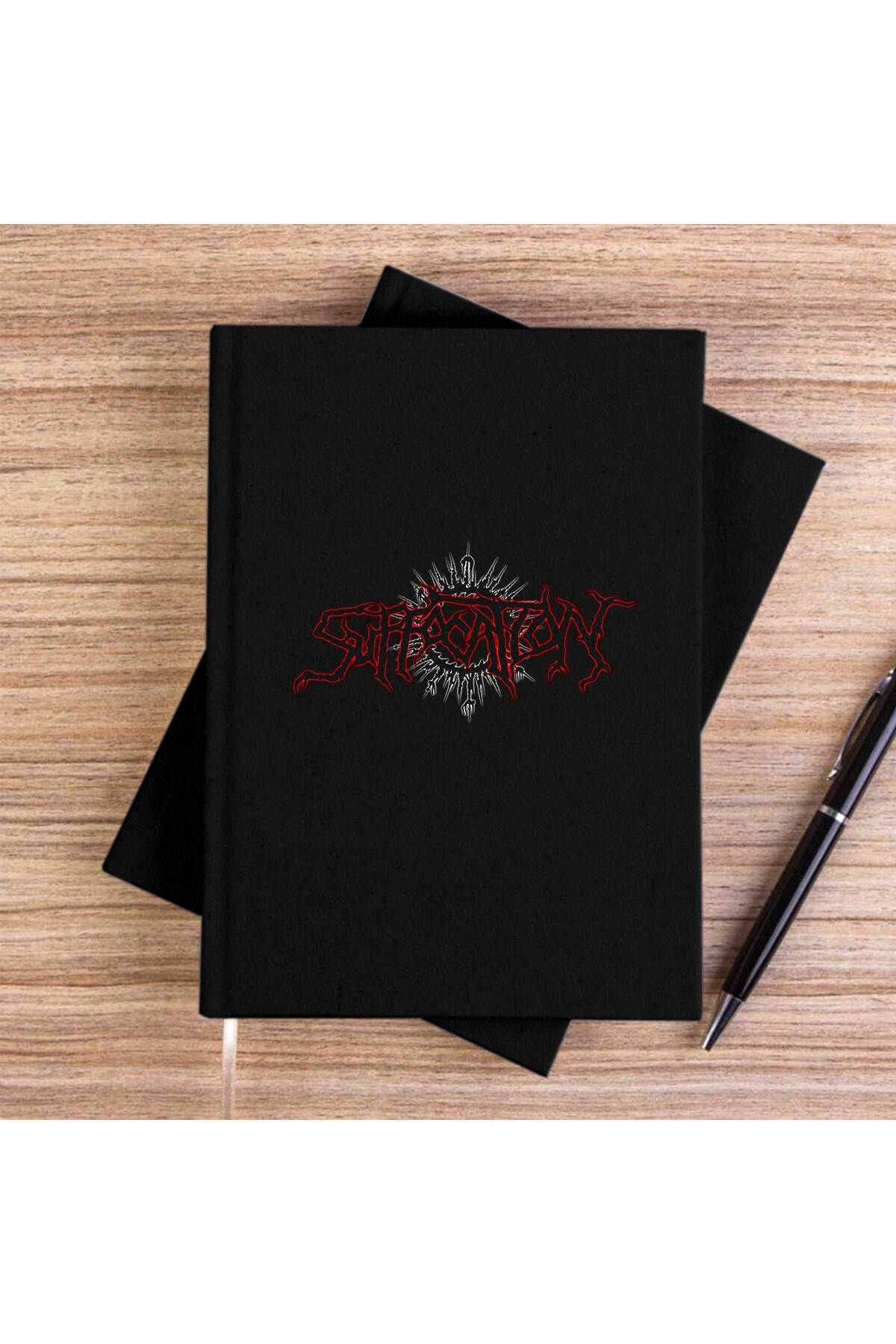 Z zepplin-Suffocation Written Logo Black Unlined Canvas Notebook 1