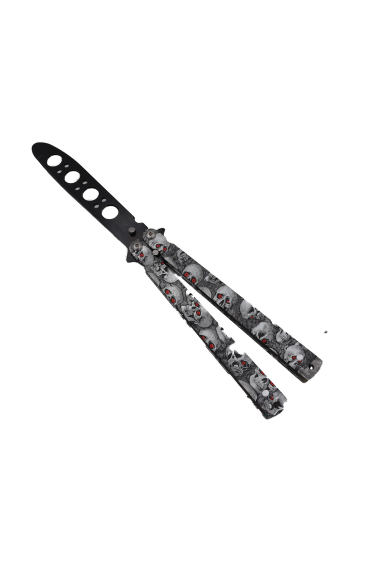 dalimag-Cutit Fluture Pentru Antrenament, Model Cap de Mort, Fara Tais, Lama Neagra, 22 cm, Dalimag 2
