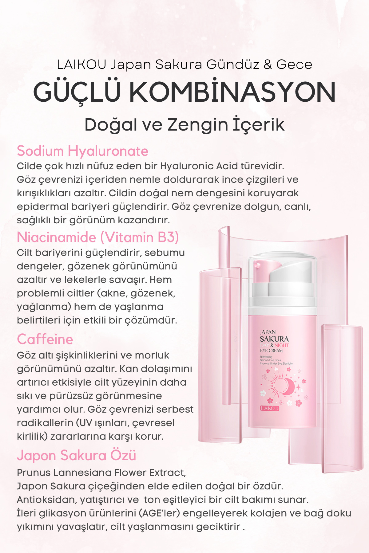 LAIKOU Kırışıklık Koyu Halka Morluk Torba Karşıtı Nemlendirici Göz