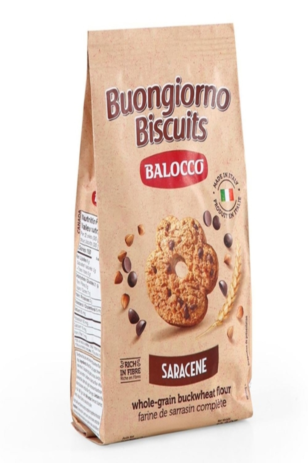 Transmed BALOCCO Buongiorno Bisquits Saracene - Tam Buğdaylı Kurabiye 350GR - 3 Adet