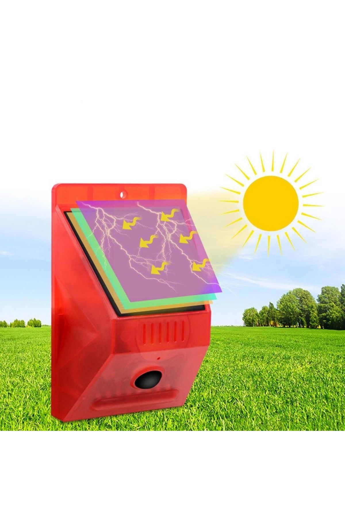 divendi-ro-Solar alarm with motion sensor and remote control, 4 working modes, 129 dB. red-black 5