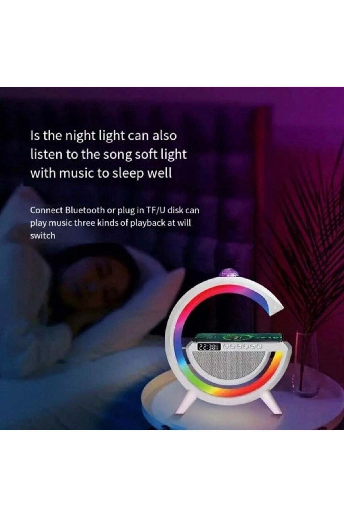 divendi-ro-3 in 1 Charging Station with RGB Lamp, Wireless, Bluetooth Speaker, Digital Clock 8