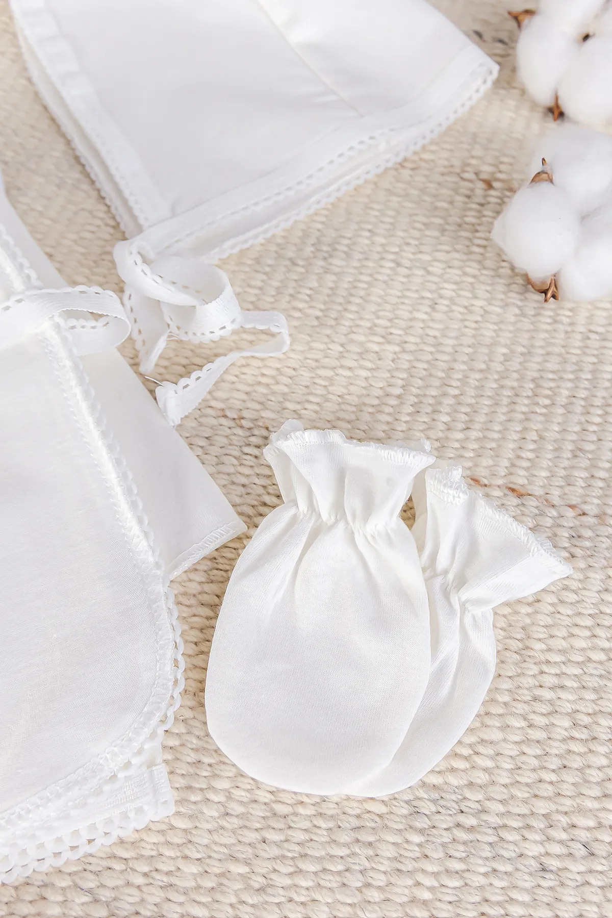 Babymod Natural %100 Pamuk 5'li Kız Erkek Bebek Hastane Çıkışı Zıbın Seti Yeni Doğan Açil İhtiyac Seti fotoğrafı 3 (önizleme)