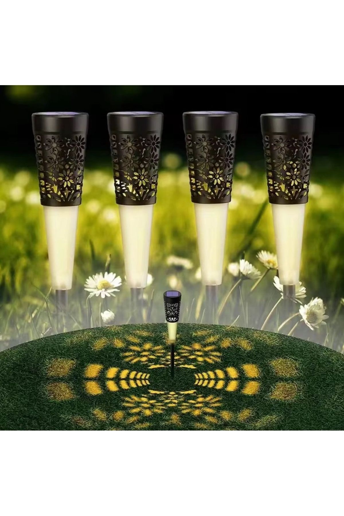 divendi-ro-6 x Decorative solar garden lamp, warm light, black 6