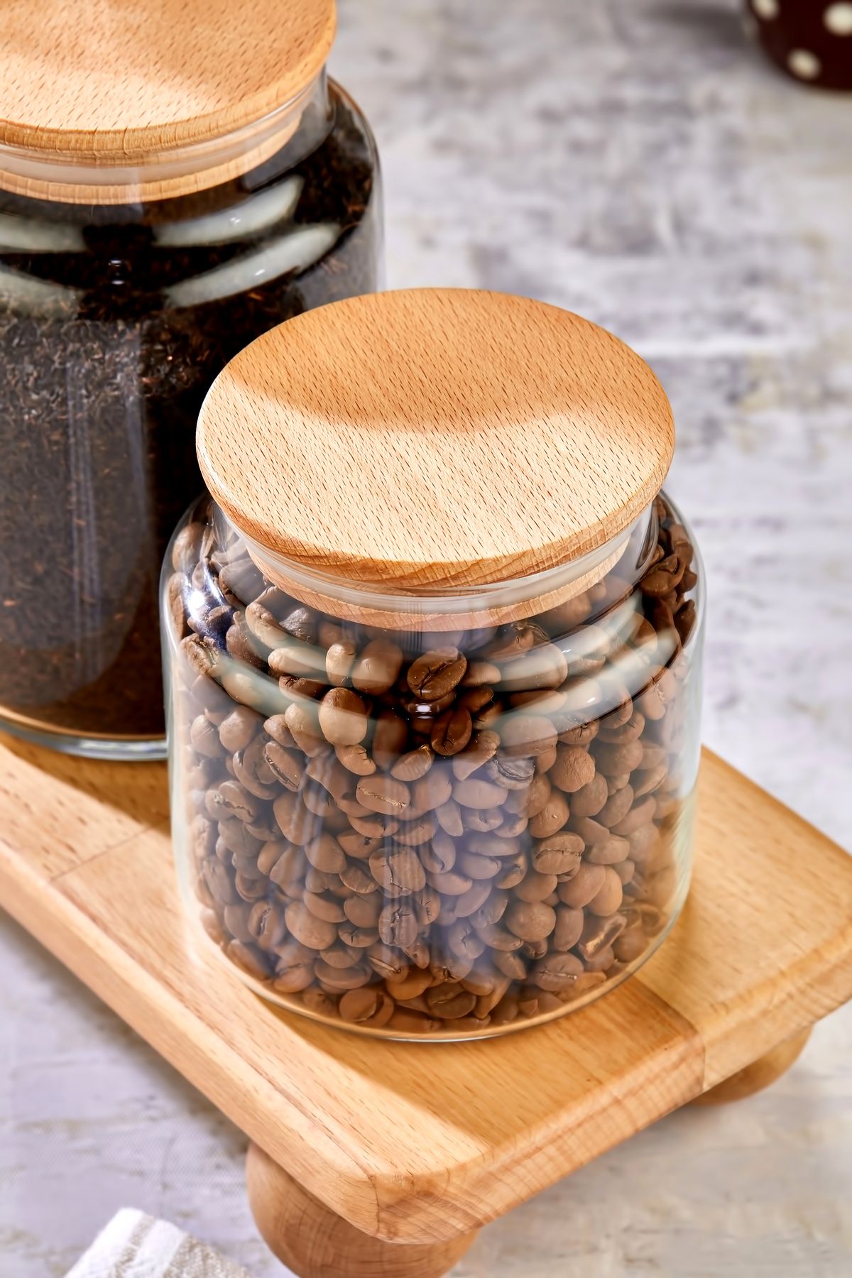 MODA OZY-Set of 3 Vacuum Jars with Wooden Lid Storage Container with Stand 1300/800/500ml 4