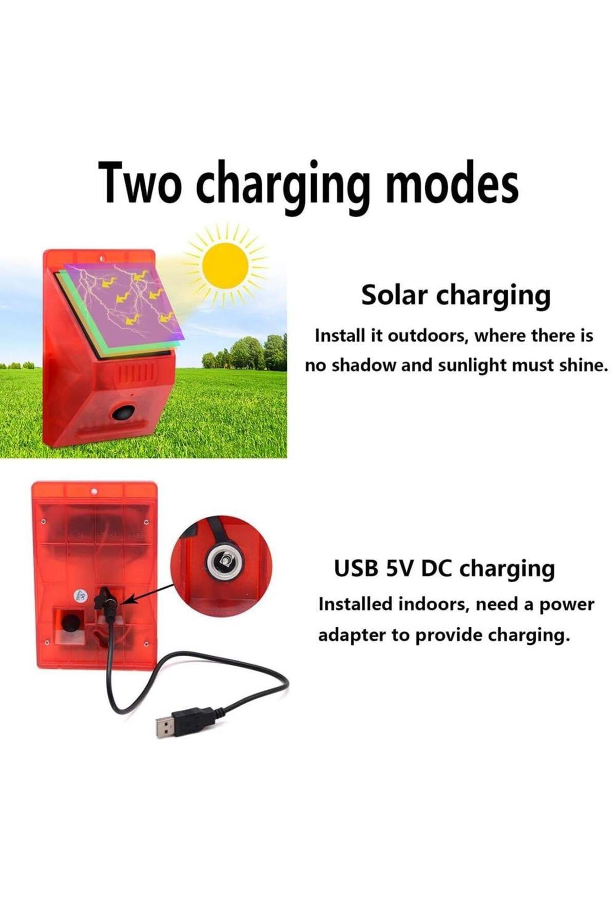 divendi-ro-Solar alarm with motion sensor and remote control, 4 working modes, 129 dB. red-black 8
