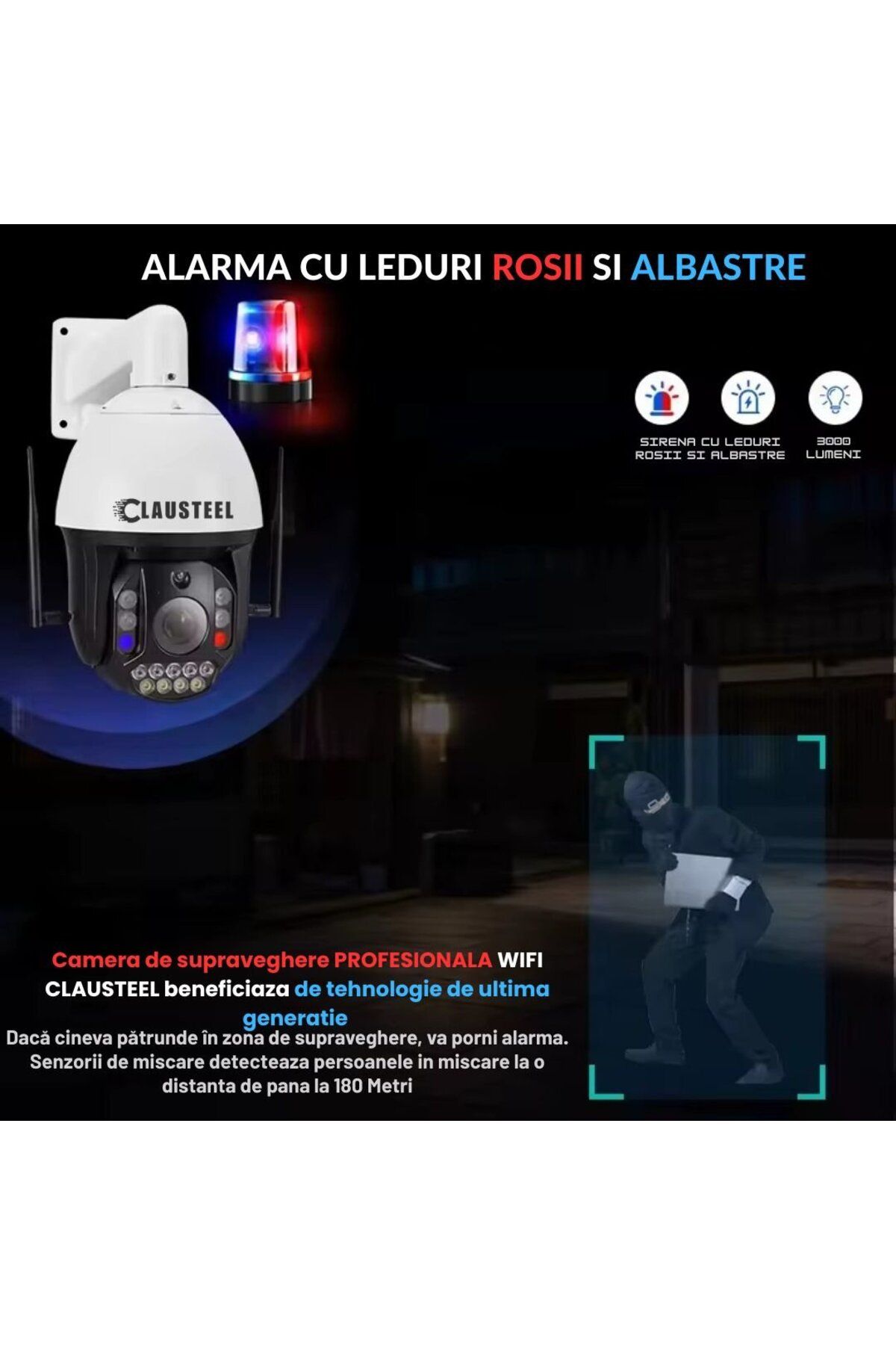 CLAUSTEEL-Professional WiFi Surveillance Camera with 99x Zoom, 8 MP, 4K, 1 KM View, 5