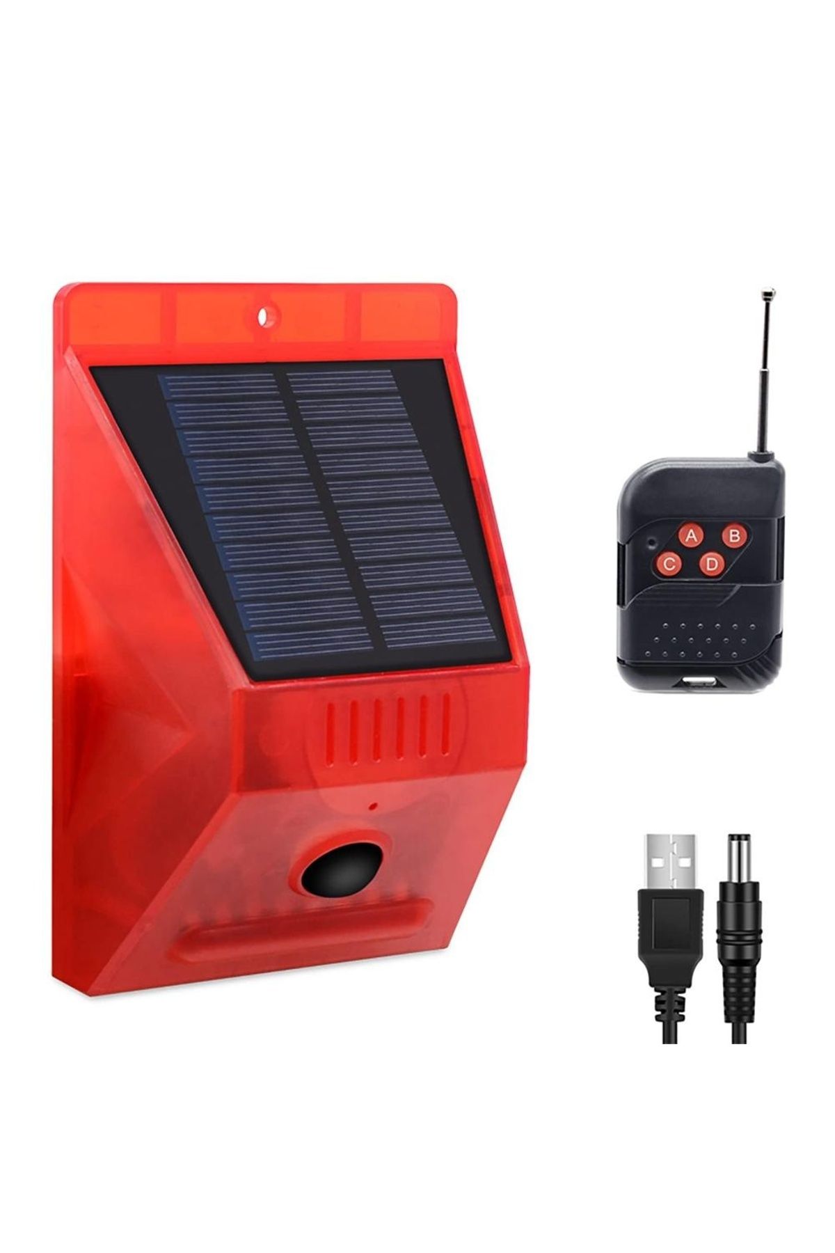 divendi-ro-Solar alarm with motion sensor and remote control, 4 working modes, 129 dB. red-black 7