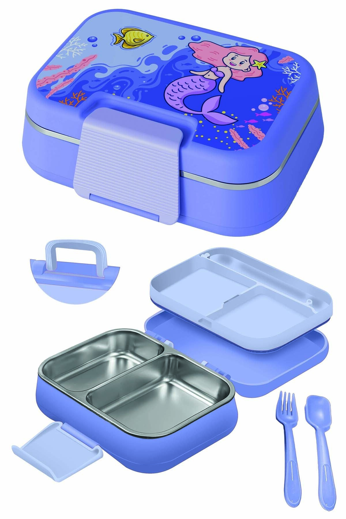 エメソープムラサキ1リットル、ミニボトルセット Emofom Happi Beslenme Kabı 1 Litre Paslanmaz Çelik Bölmeli
