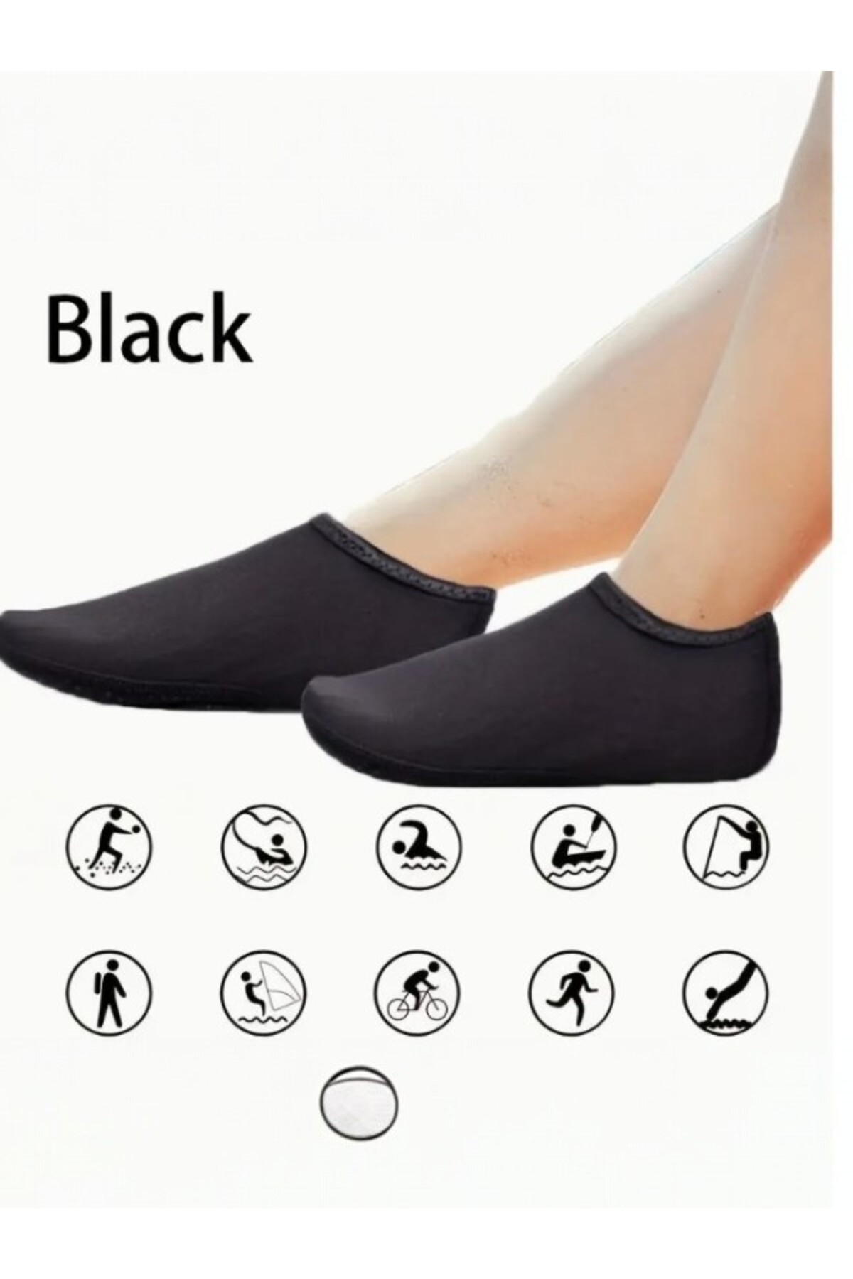 SOSYETEZGAHI Unisex Siyah Deniz Havuz Çorabı Kaydırmaz Deniz Ayakkabısı görsel 6