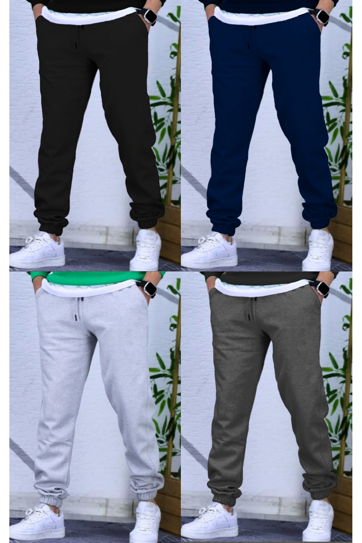 Unisex Baggy Cut Elastic Leg Sweatpants Pack of 4