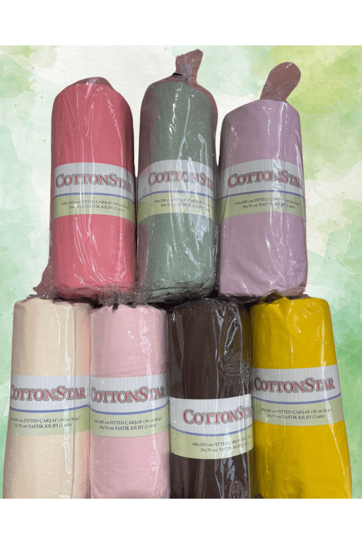 CottonStar %100 Pamuklu King Size Lastikli Çarşaf (2li Yastık Kılıflı)