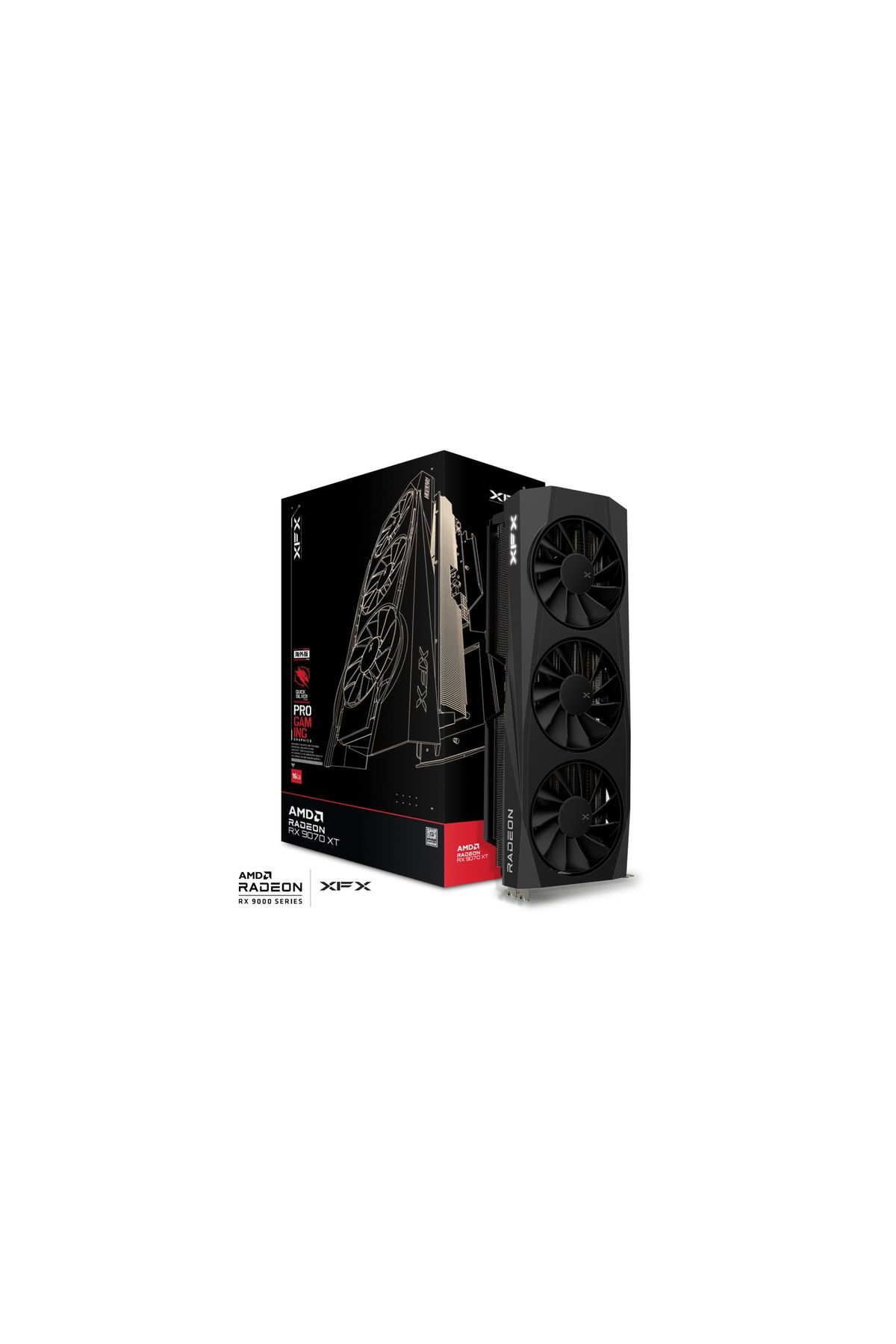 XFX-بطاقة رسومات XFX Radeon RX 9070 XT سعة 16 جيجابايت GDDR6 256 بت RX-97TMAQKB9 Quicksilver 1