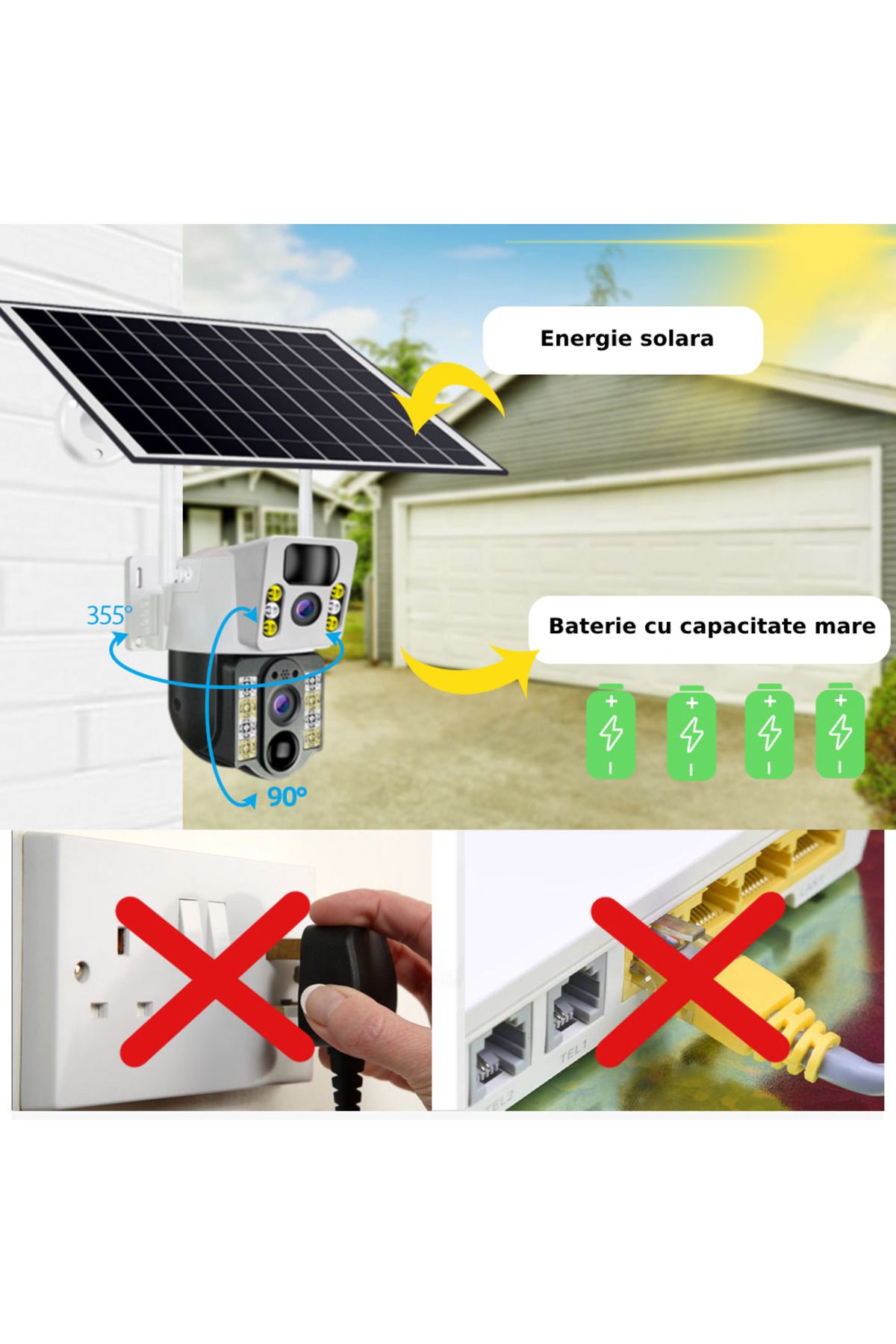 CLAUSTEEL-M119 2in1 Surveillance Camera with 20W Solar Panel , 4MP, 12000mah,4G 10