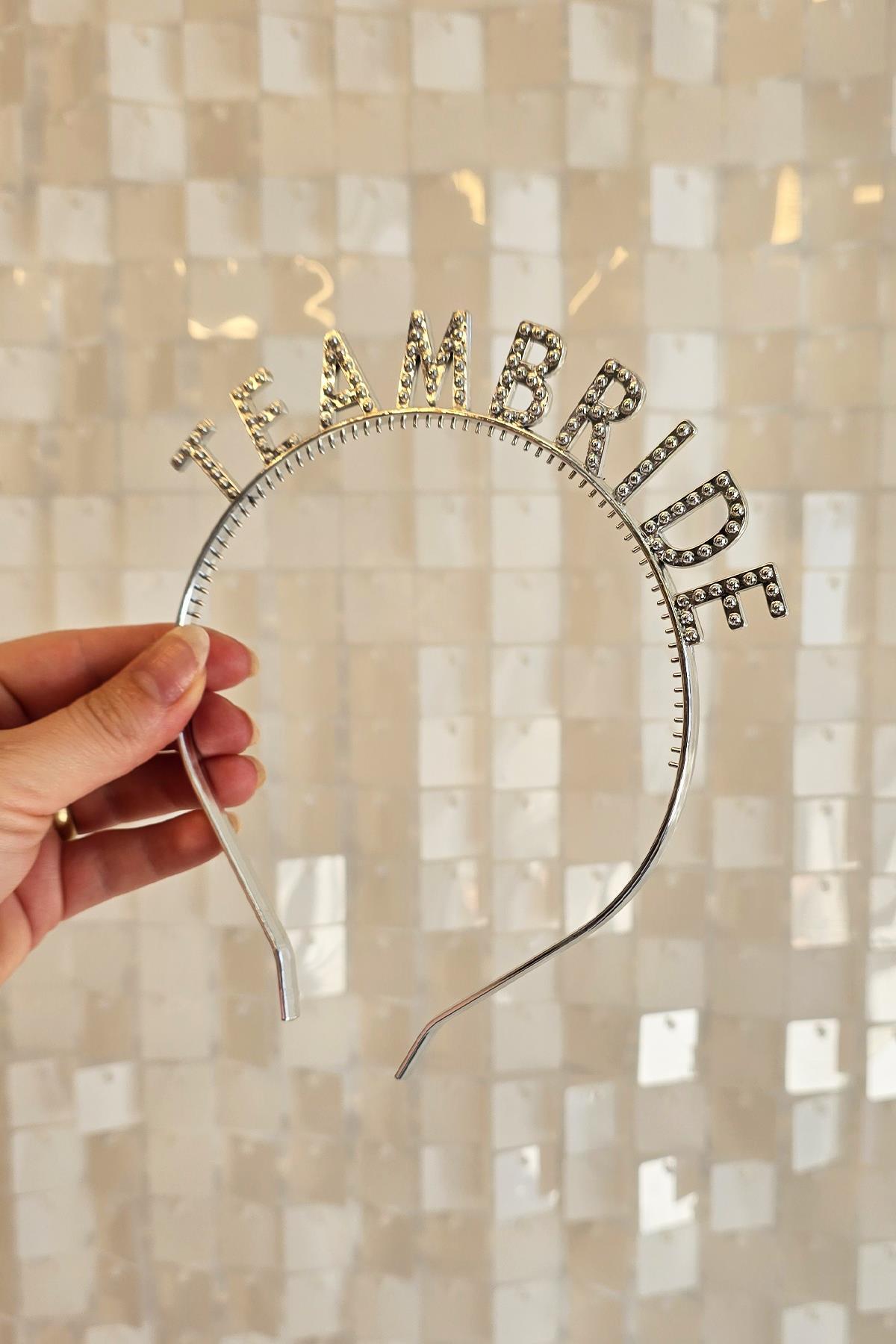 PEKSHOP Team Bride Taç Gümüş Nedime Tacı Bekarlığa Veda Tacı Gümüş Team Bride