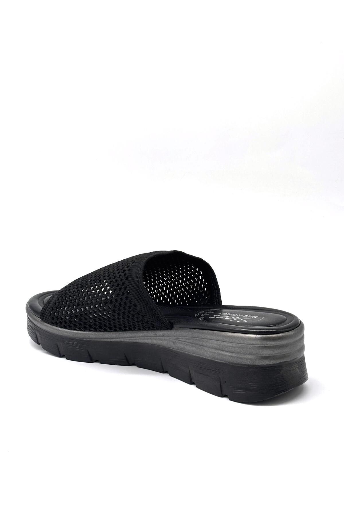 KİNDEP-Kindep Poli Light Sole Daily Knitwear Women's Slippers Black 7