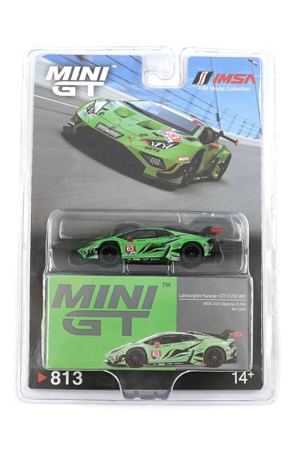 mini gt Lamborghini Huracán GT3 EVO2 #63 IMSA 2023 Daytona 24 Hrs