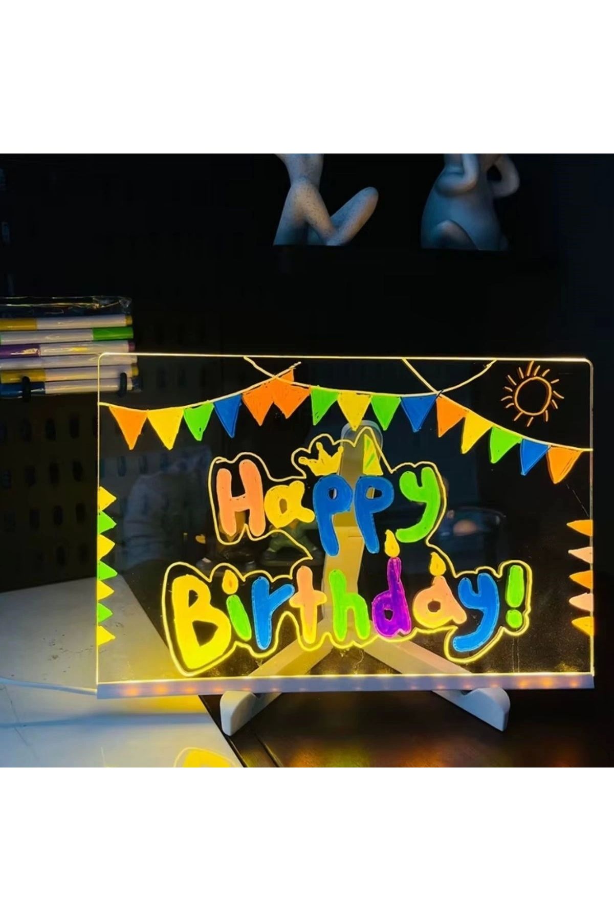 zamazingocu-Rectangular Writing Board with Led Lighted Self-Colored Highlighter 20X30 cm 2