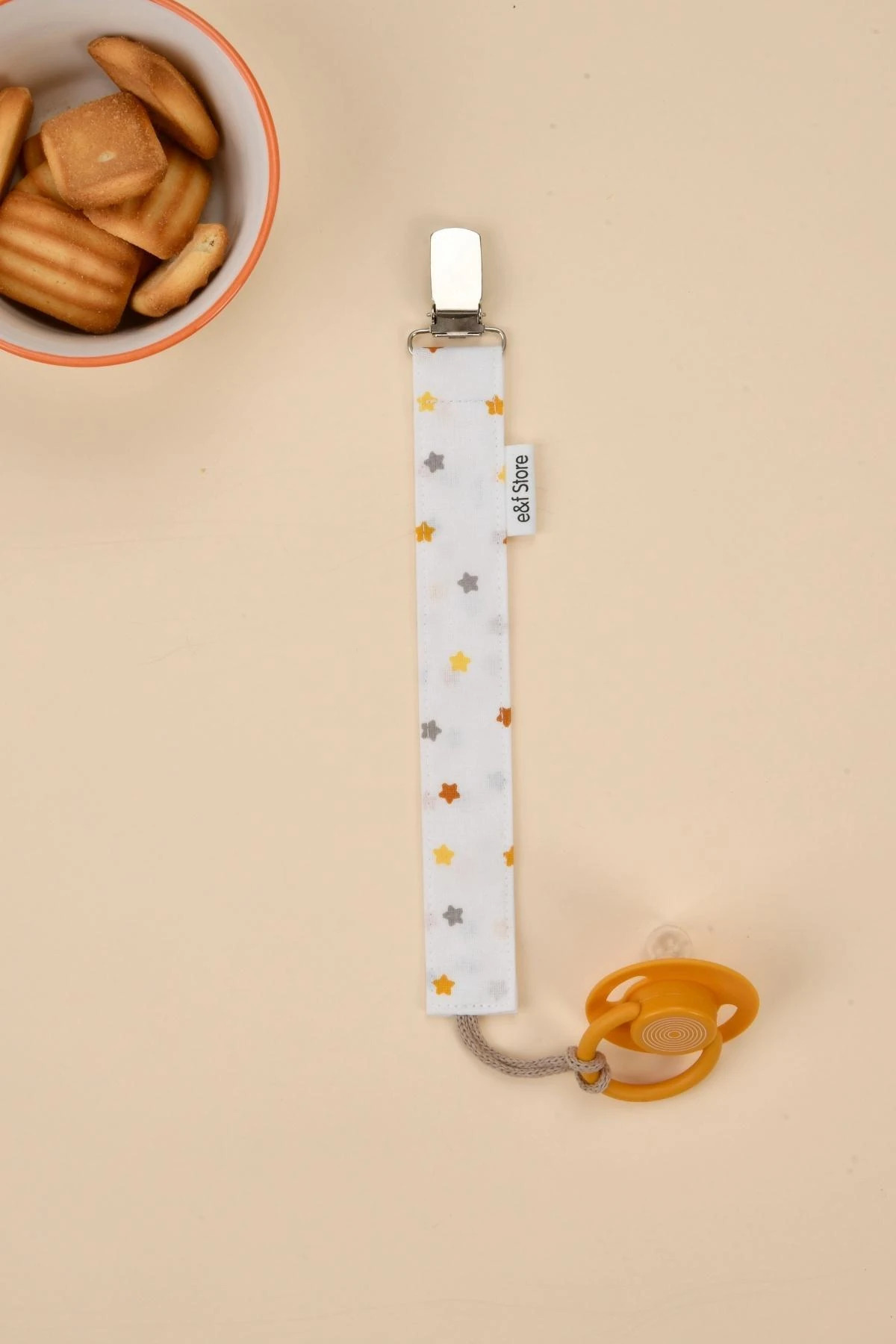 e&f Store 3'lü Emzik Askısı Seti - Kahverengi - Puantiyeli Bej - Yıldız Desenli Beyaz | Sertifikalı fotoğrafı 4 (önizleme)