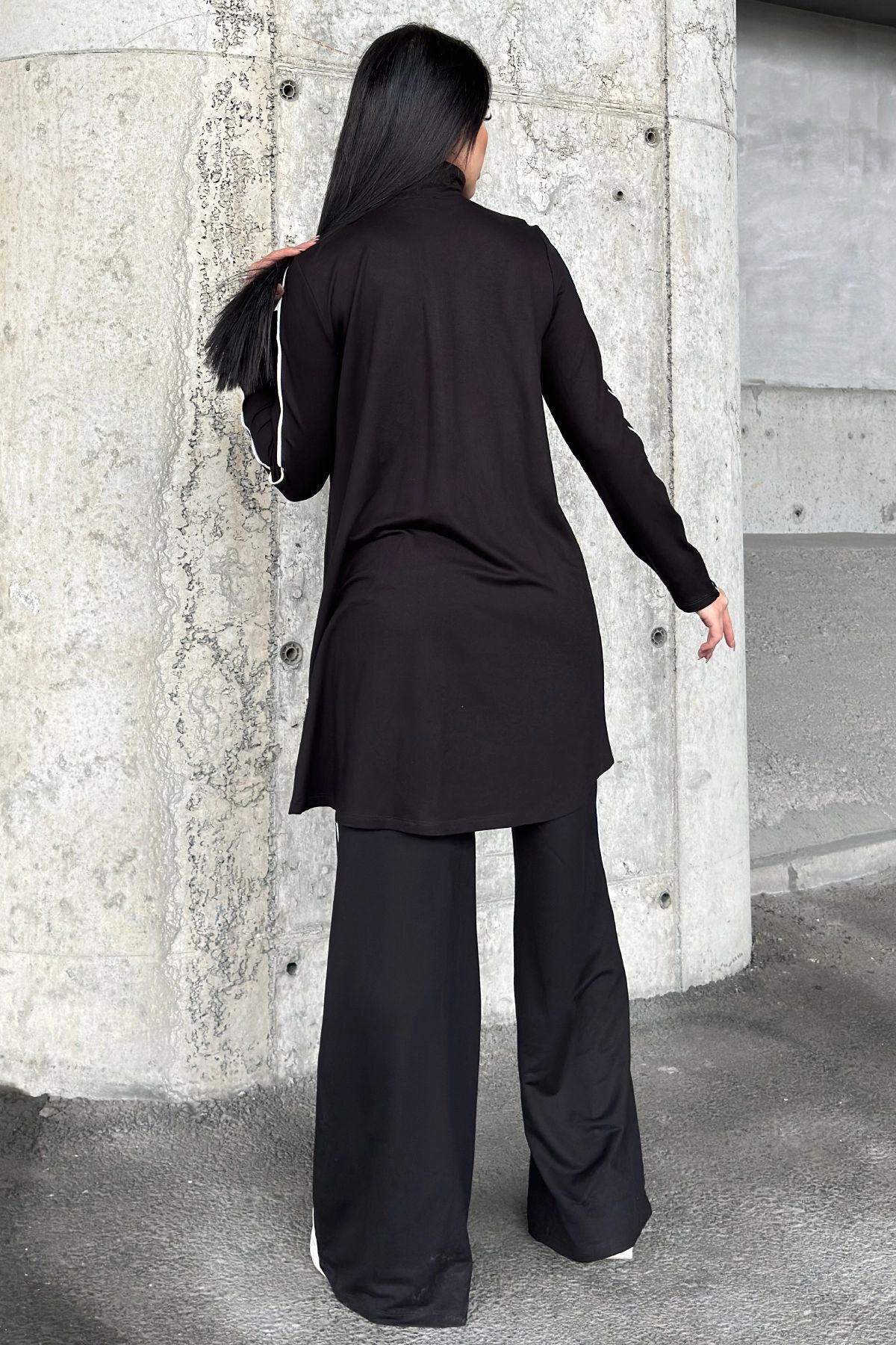 NEW LAVİVA-Women's Piping Detailed Turtleneck with Elastic Waist Two Thread Bottom Top Suit Suitable for Hijab 700-3670 4
