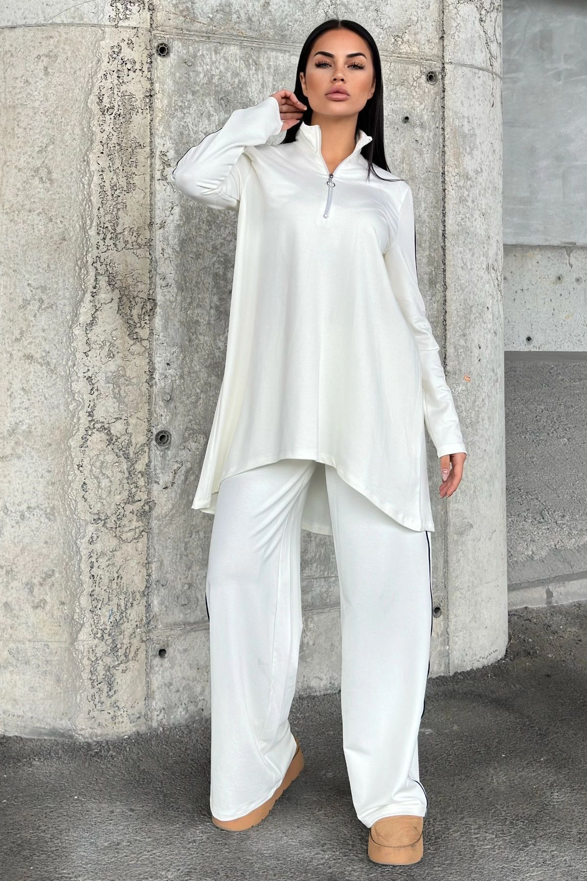 NEW LAVİVA-Women's Piping Detailed Turtleneck with Elastic Waist Two Thread Bottom Top Suit Suitable for Hijab 700-3670 7
