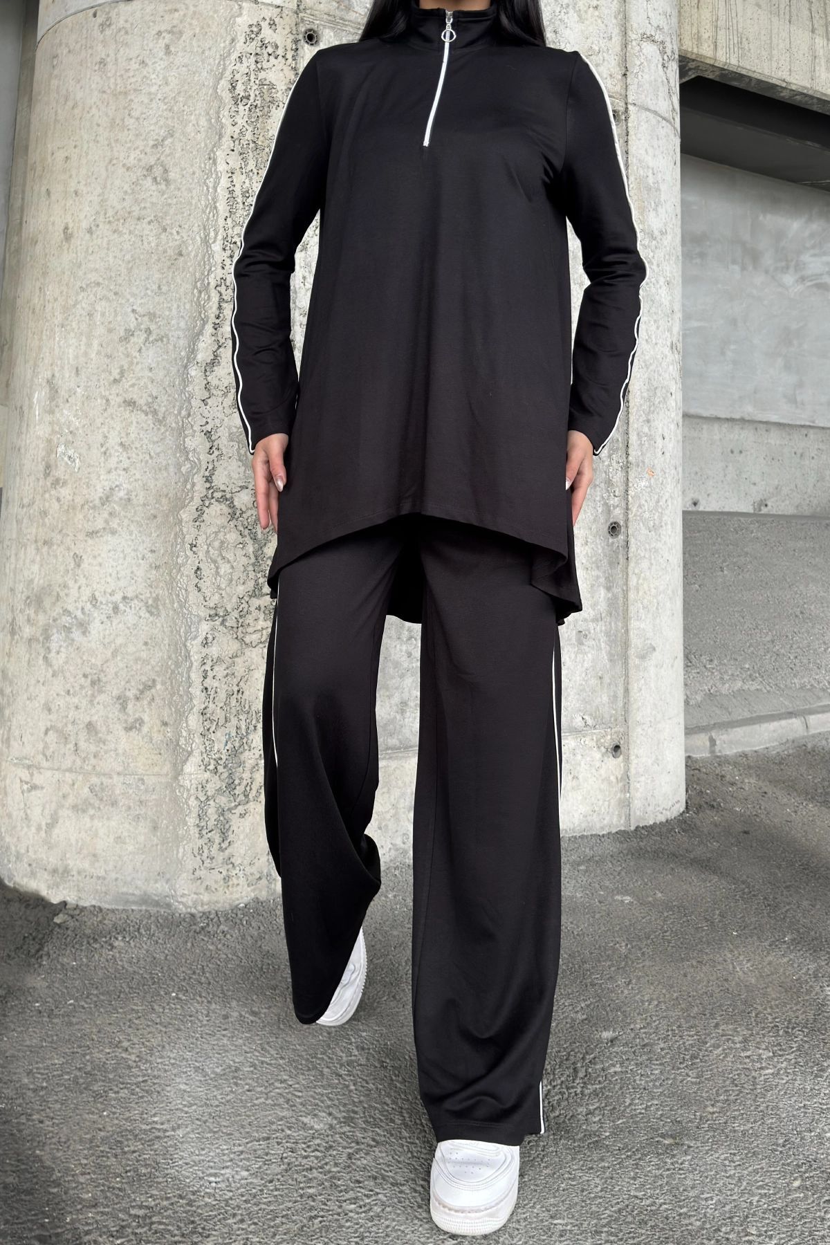 NEW LAVİVA-Women's Piping Detailed Turtleneck with Elastic Waist Two Thread Bottom Top Suit Suitable for Hijab 700-3670 3