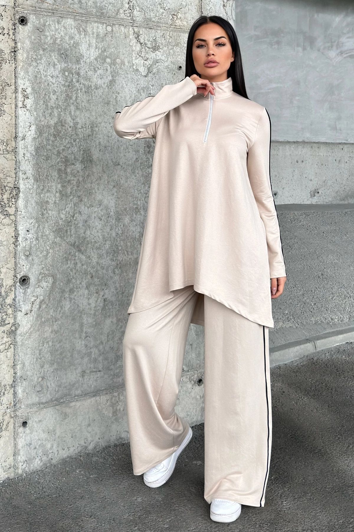 NEW LAVİVA-Women's Piping Detailed Turtleneck with Elastic Waist Two Thread Bottom Top Suit Suitable for Hijab 700-3670 3