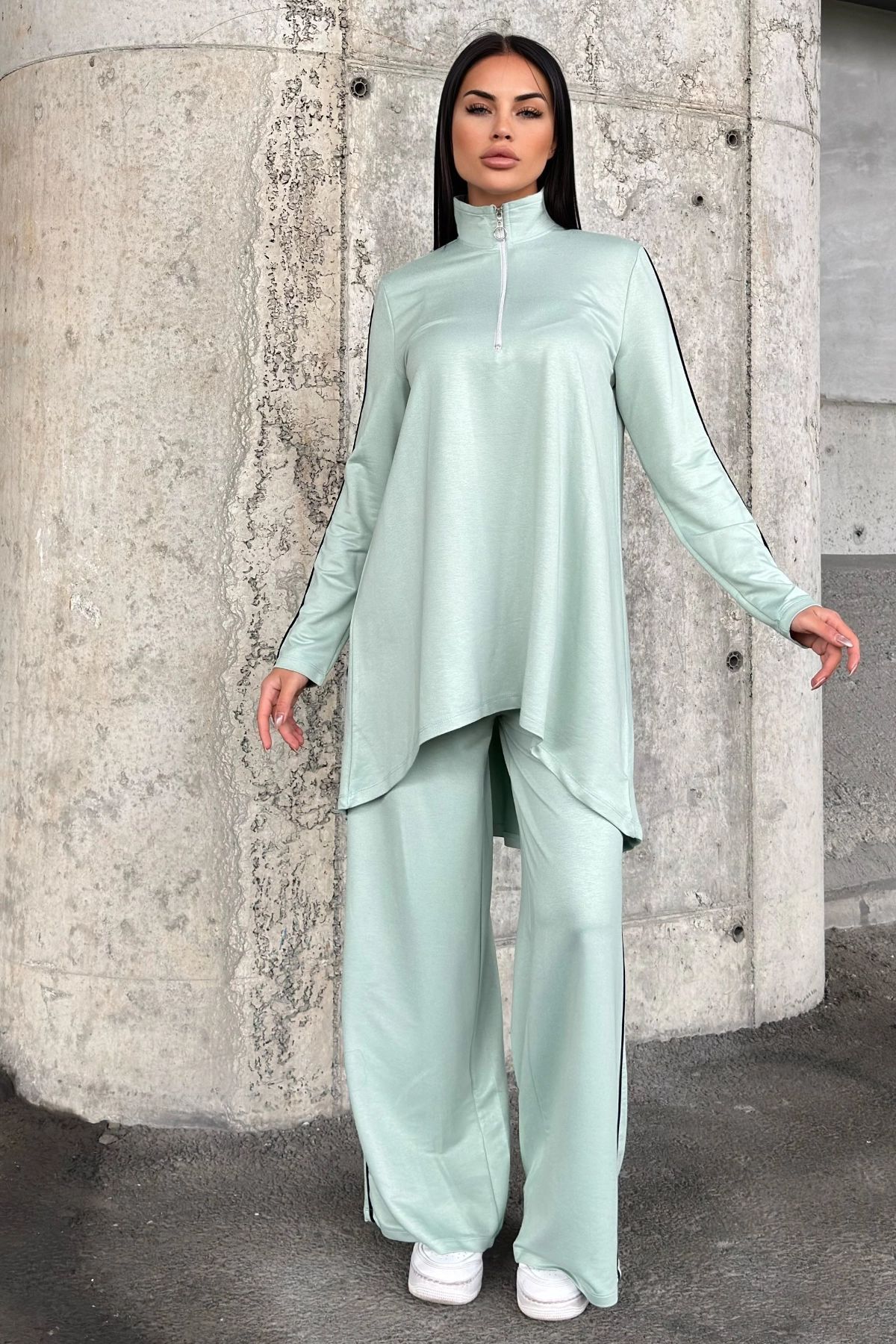 NEW LAVİVA-Women's Piping Detailed Turtleneck with Elastic Waist Two Thread Bottom Top Suit Suitable for Hijab 700-3670 6