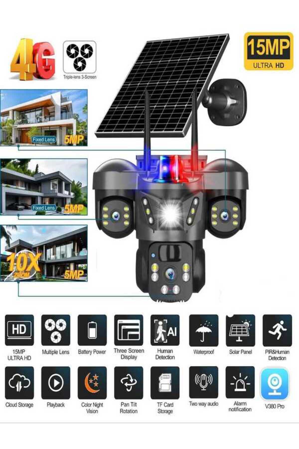 ARMAAN 3 kameralı 4g güneş enerjili Uyumlu  solar kamera