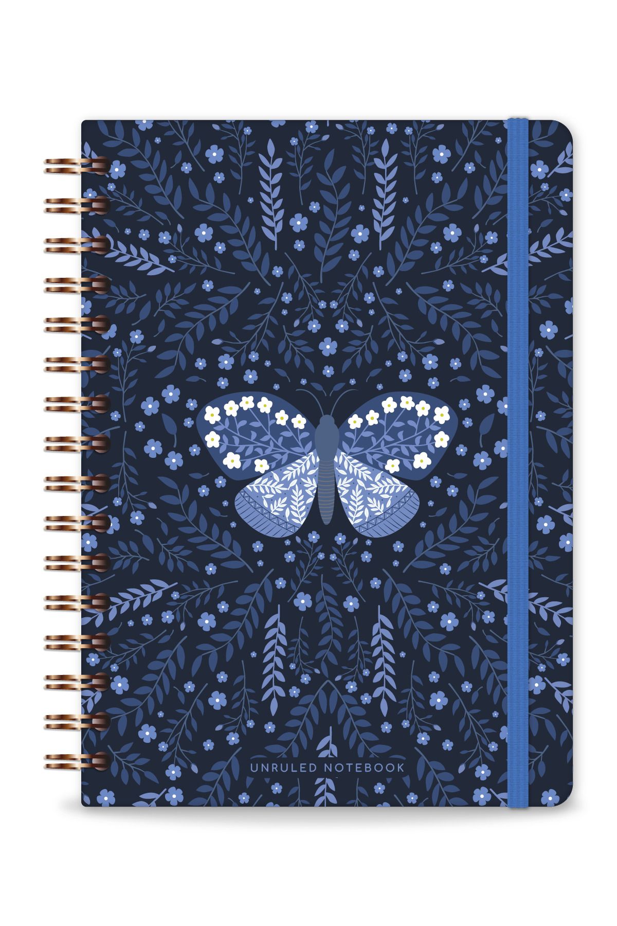 PAPERORA-A5 Spiral Hard Cover Elastic Plain - Unlined Notepad Butterfly 6